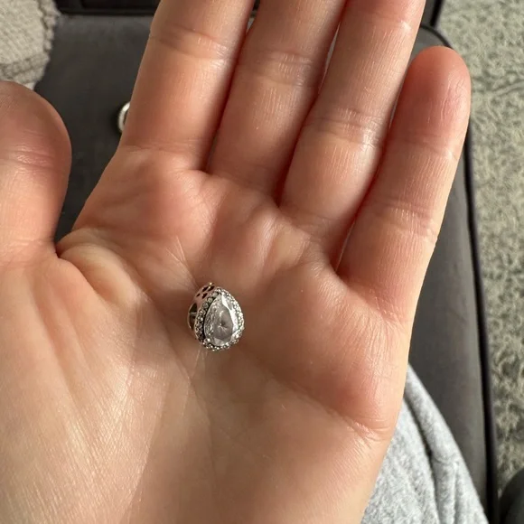 Elegant Silver Teardrop Pandora Charm - Picture 5 of 6